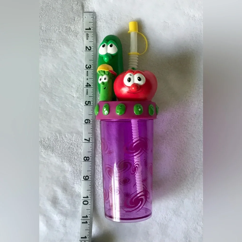 Vintage Y2K Veggie Tales Water Bottle Sippy Cup Zak Designs Plastic